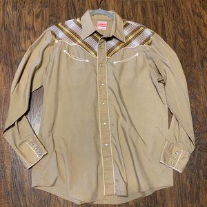 Vintage Men's Pearl Snap Long sleeve western button down XL